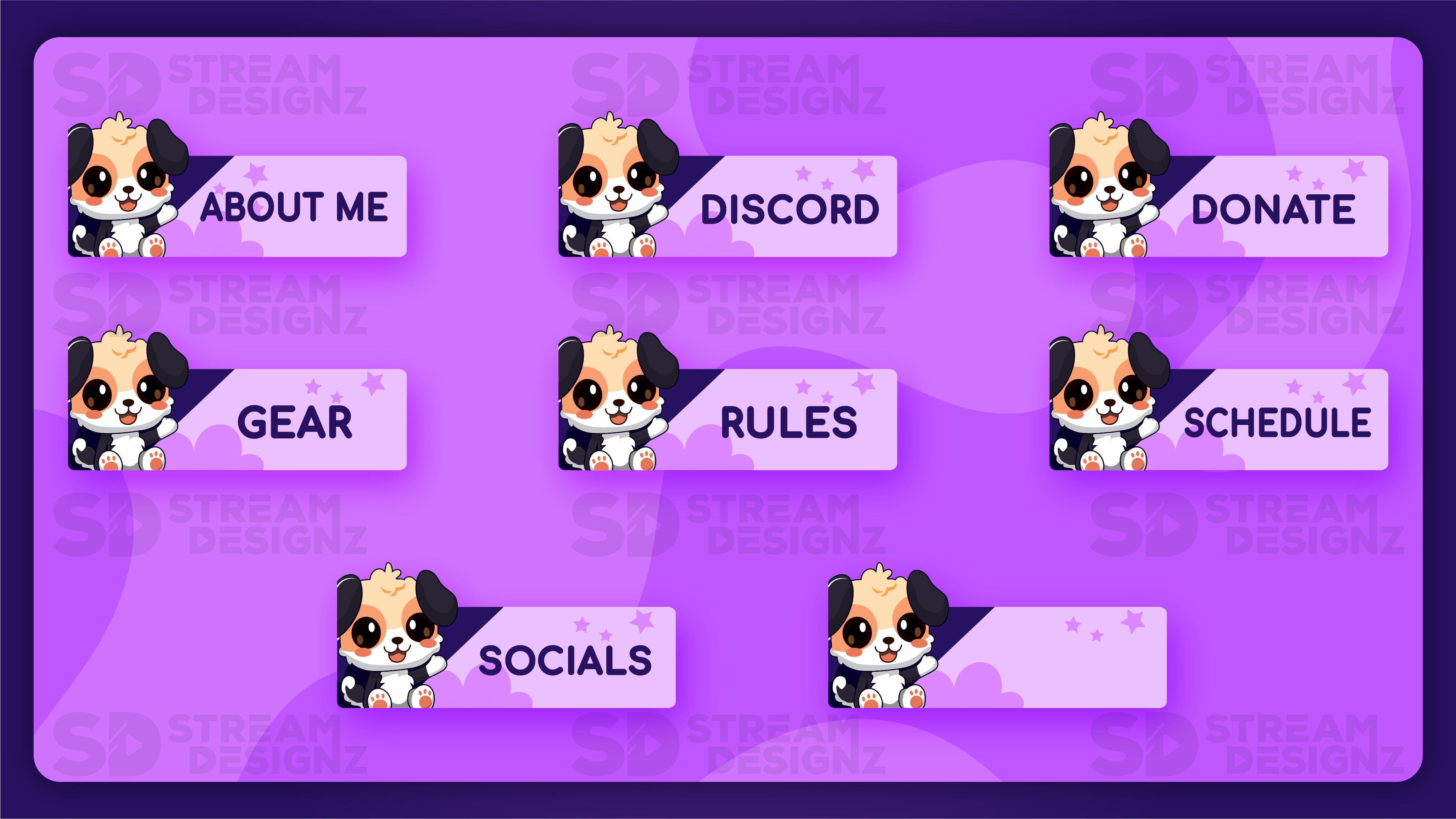 Twitch panels midnight lofi panels preview thumbnail stream designz