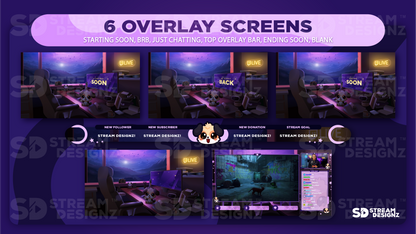 stream overlay package midnight lofi 6 overlay screens stream designz