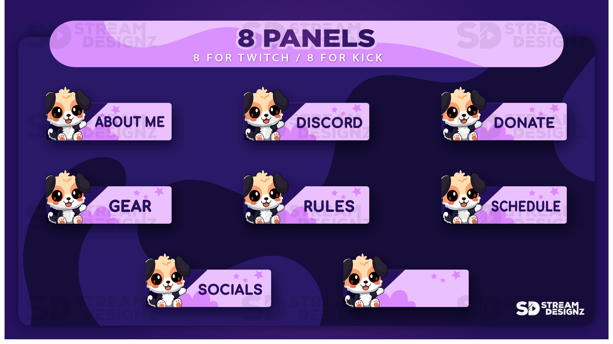 stream overlay package 8 panels midnight lofi stream designz