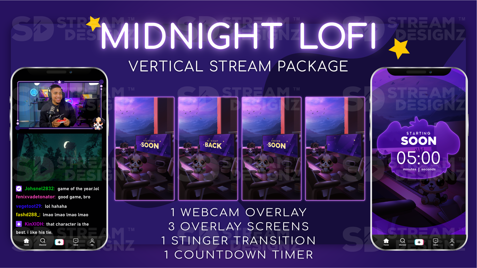 vertical stream overlay package feature image midnight lofi stream designz