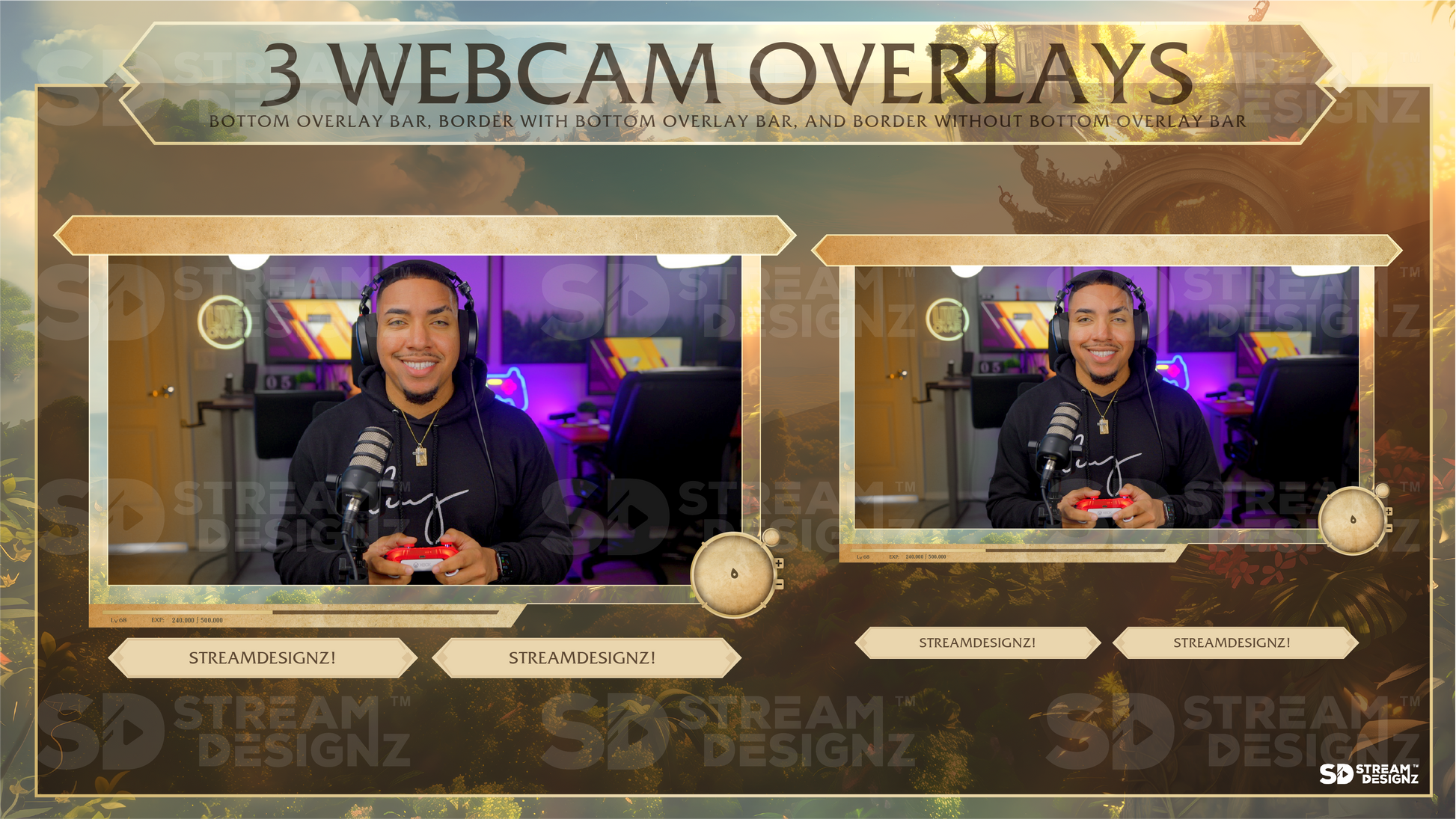 static stream overlay package 3 webcam overlays odyssey stream designz