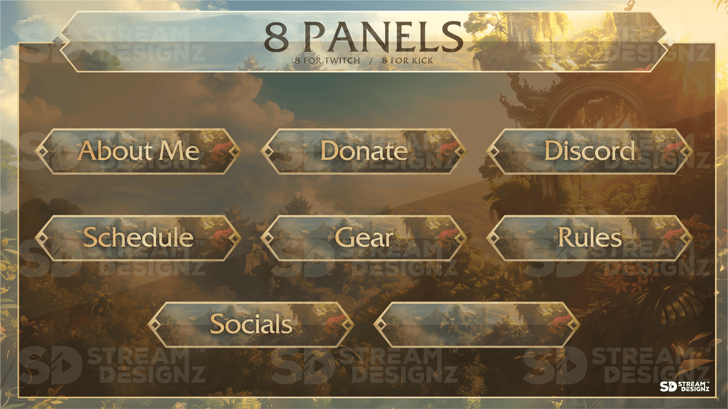 static stream overlay package 8 panels odyssey stream designz