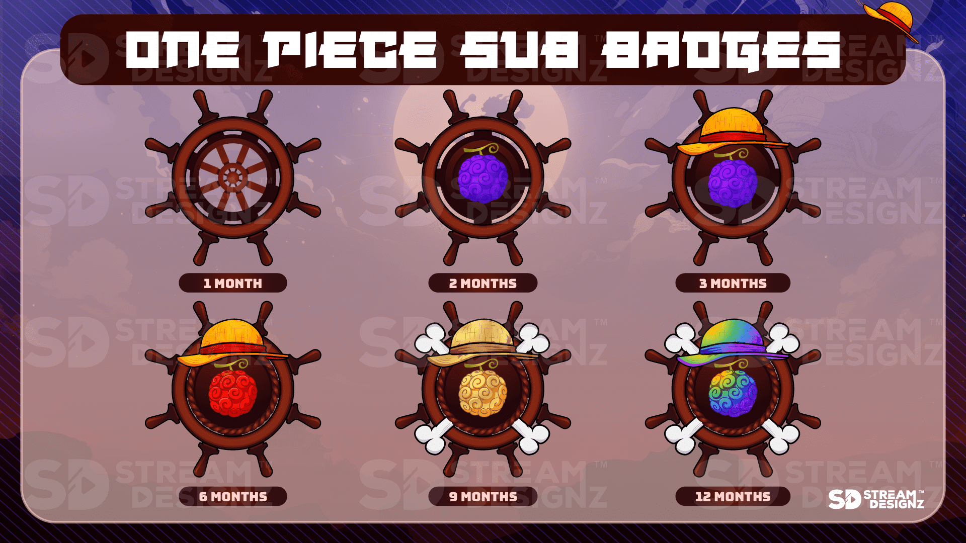 the ultimate stream package 6 pack sub badges preview image one piece stream designz