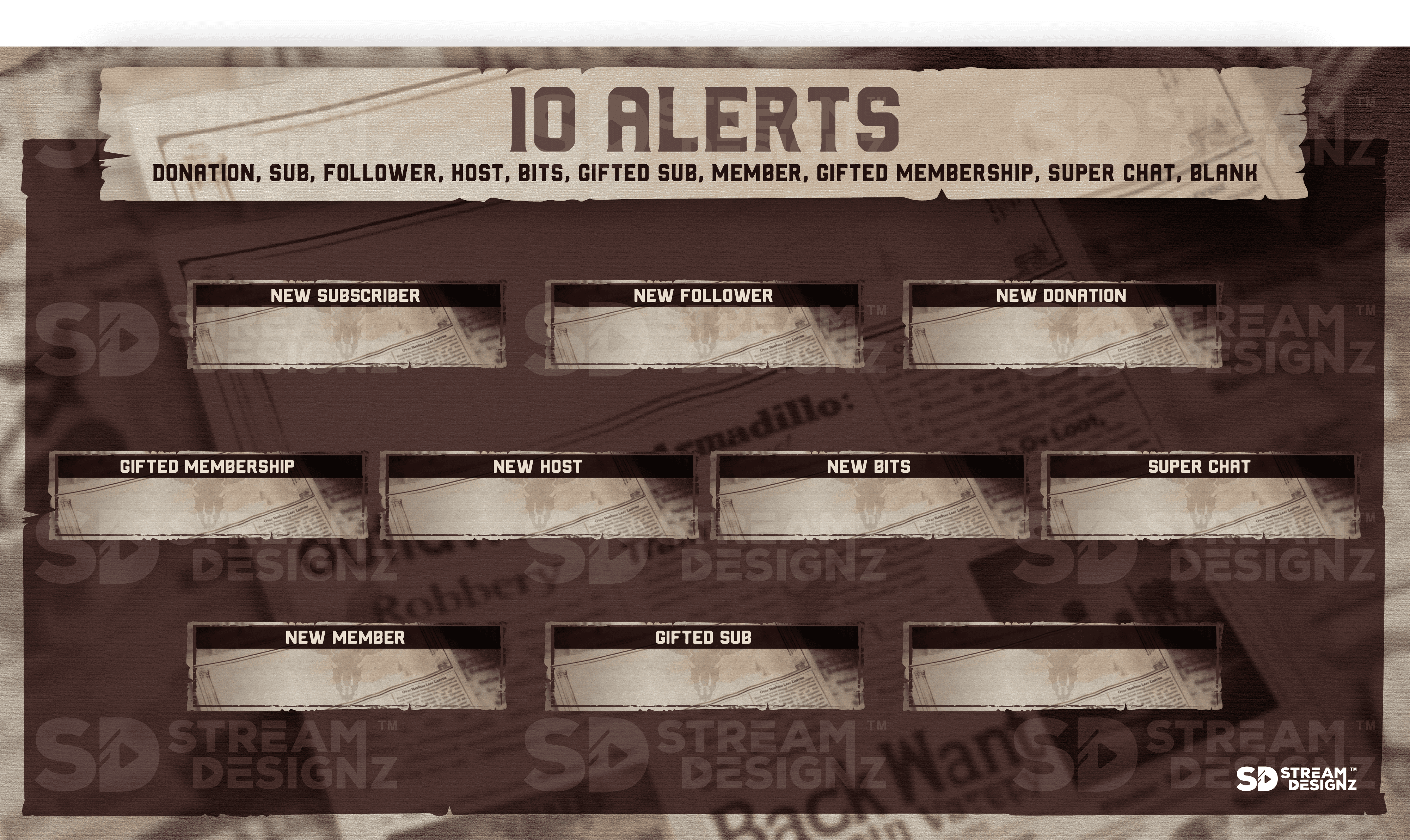 static stream overlay package 10 alerts outlaw stream designz