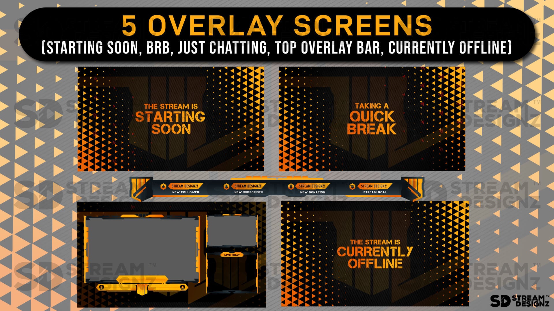 static Stream overlay package reload 5 overlay screens stream designz