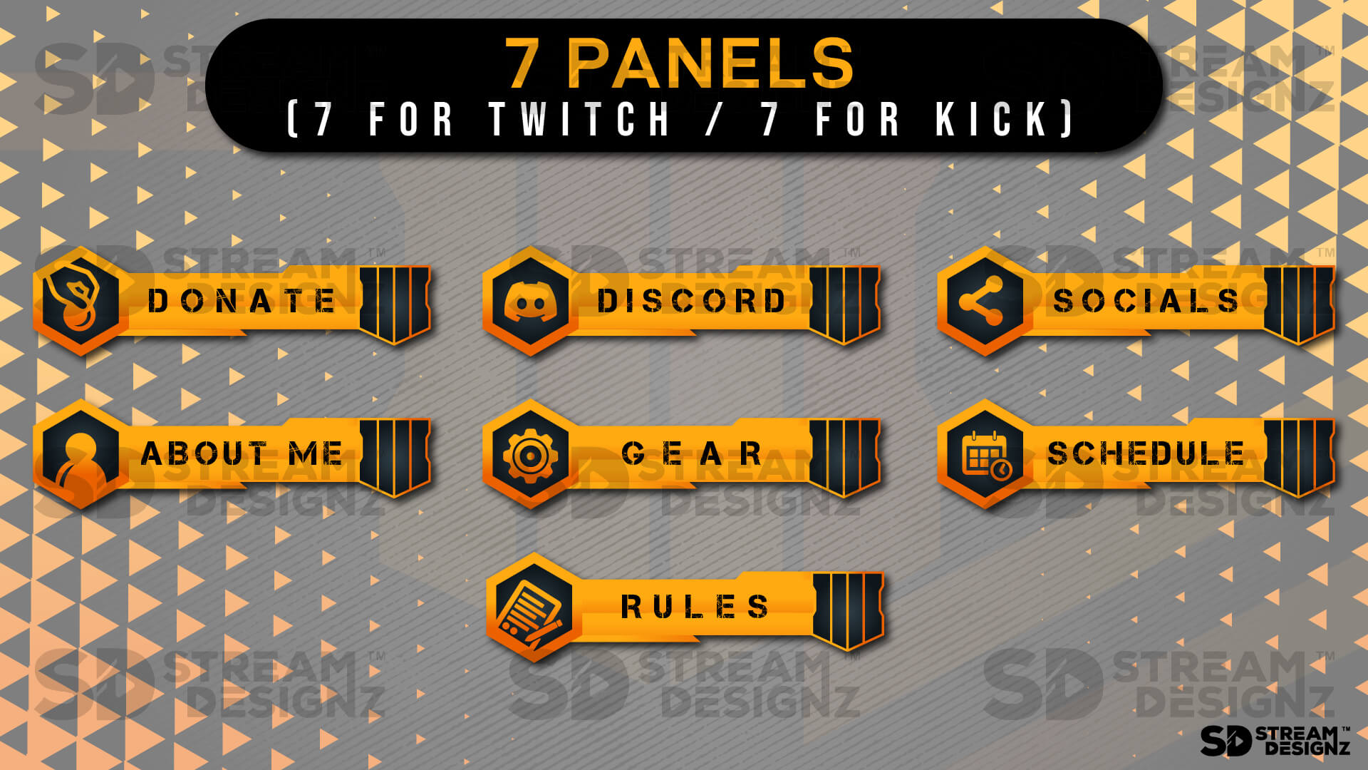 static Stream overlay package reload 7 panels stream designz