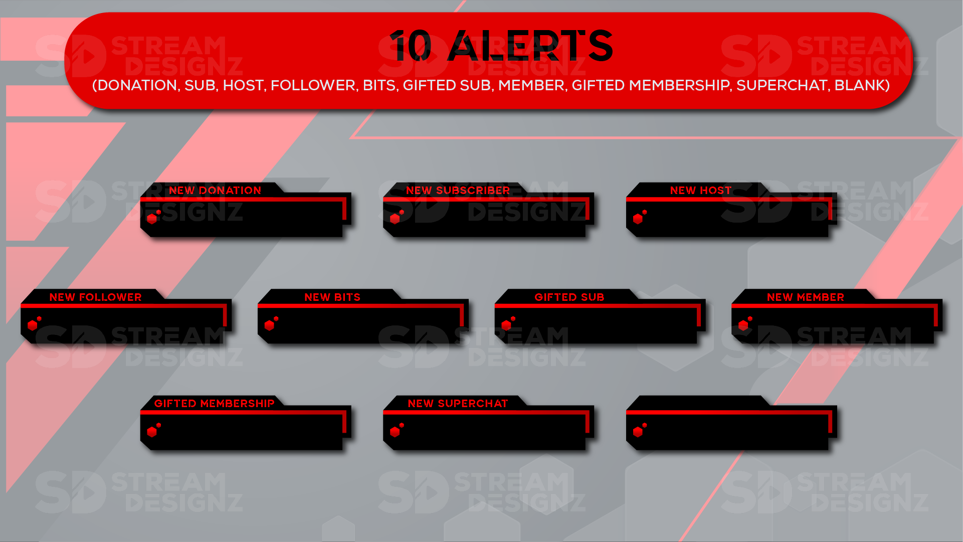 static stream overlay package - rogue - 10 alerts - stream designz