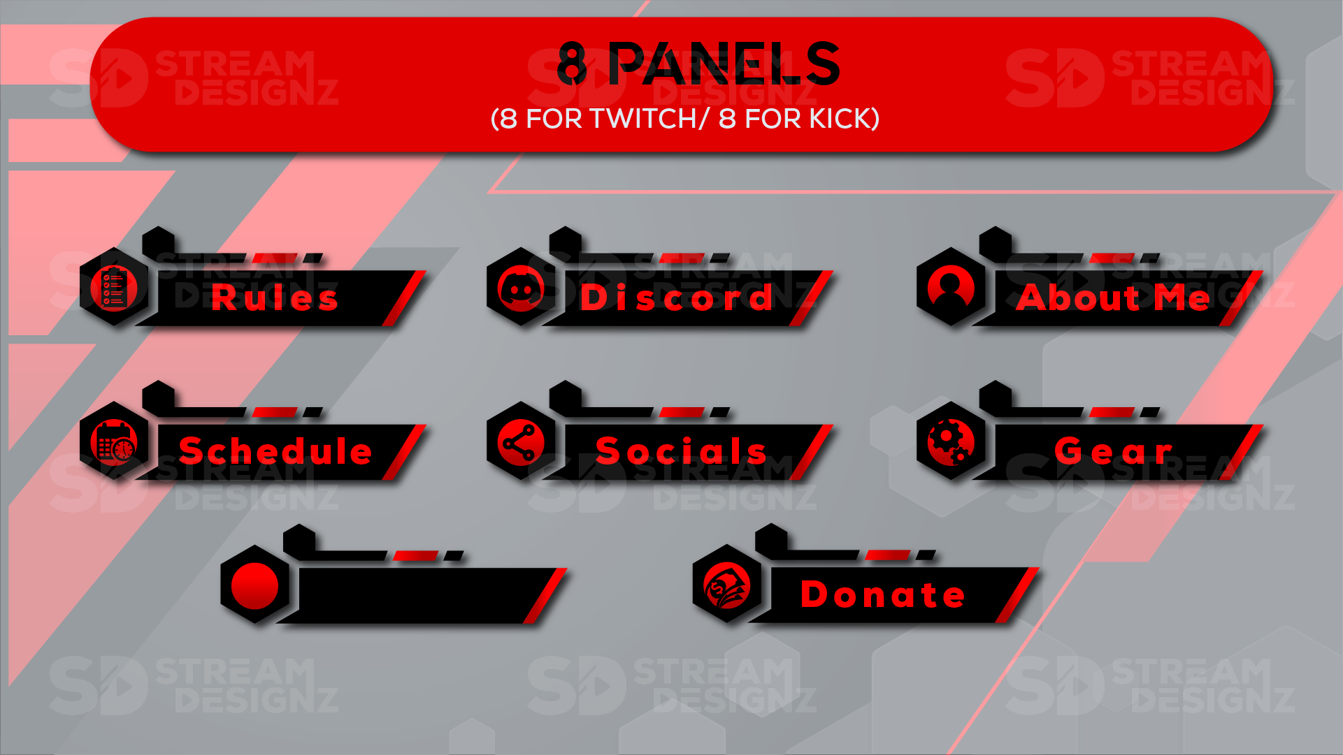 animated stream overlay package rogue 8 panels stream designz