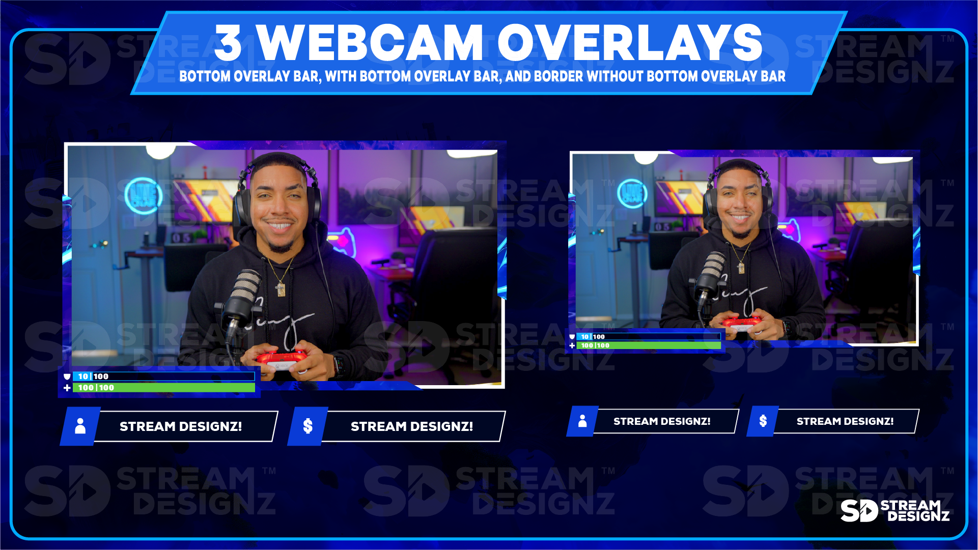 stream overlay package 3 webcam overlays royale stream designz