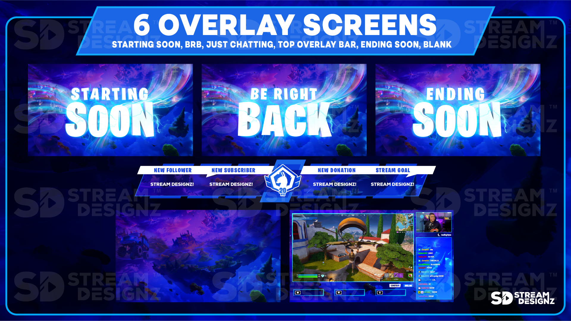 stream overlay package 6 overlay screens royale stream designz