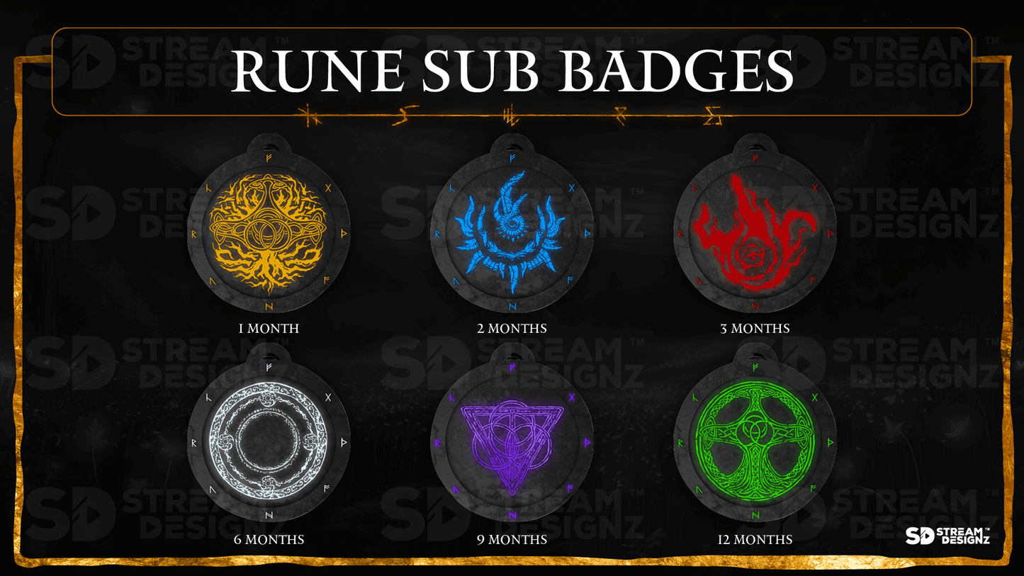 6 pack sub badges preview image rune stream designz