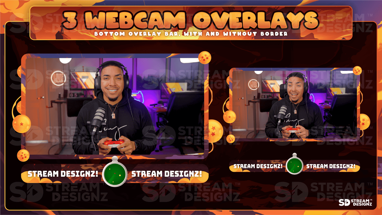 static stream overlay package 3 webcam overlays saiyan stream designz