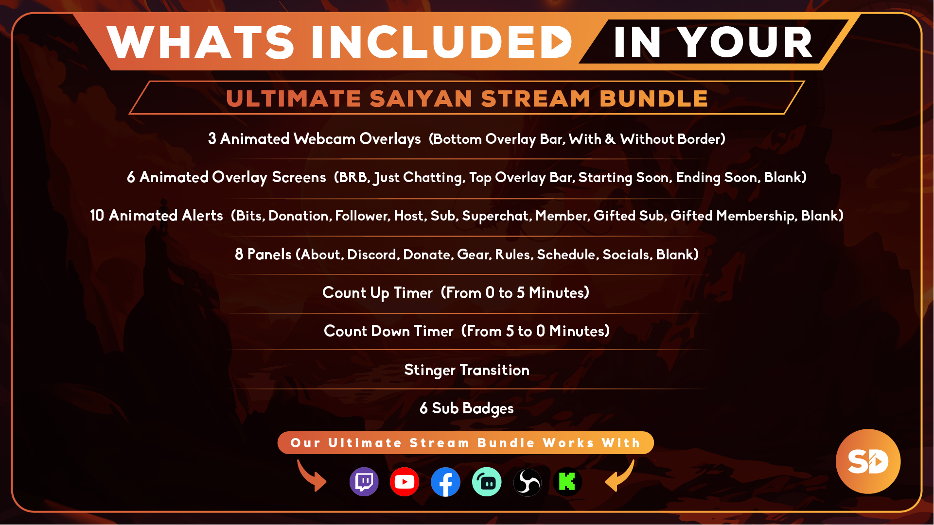 whats included in your package ultimate stream bundle saiyan stream designz