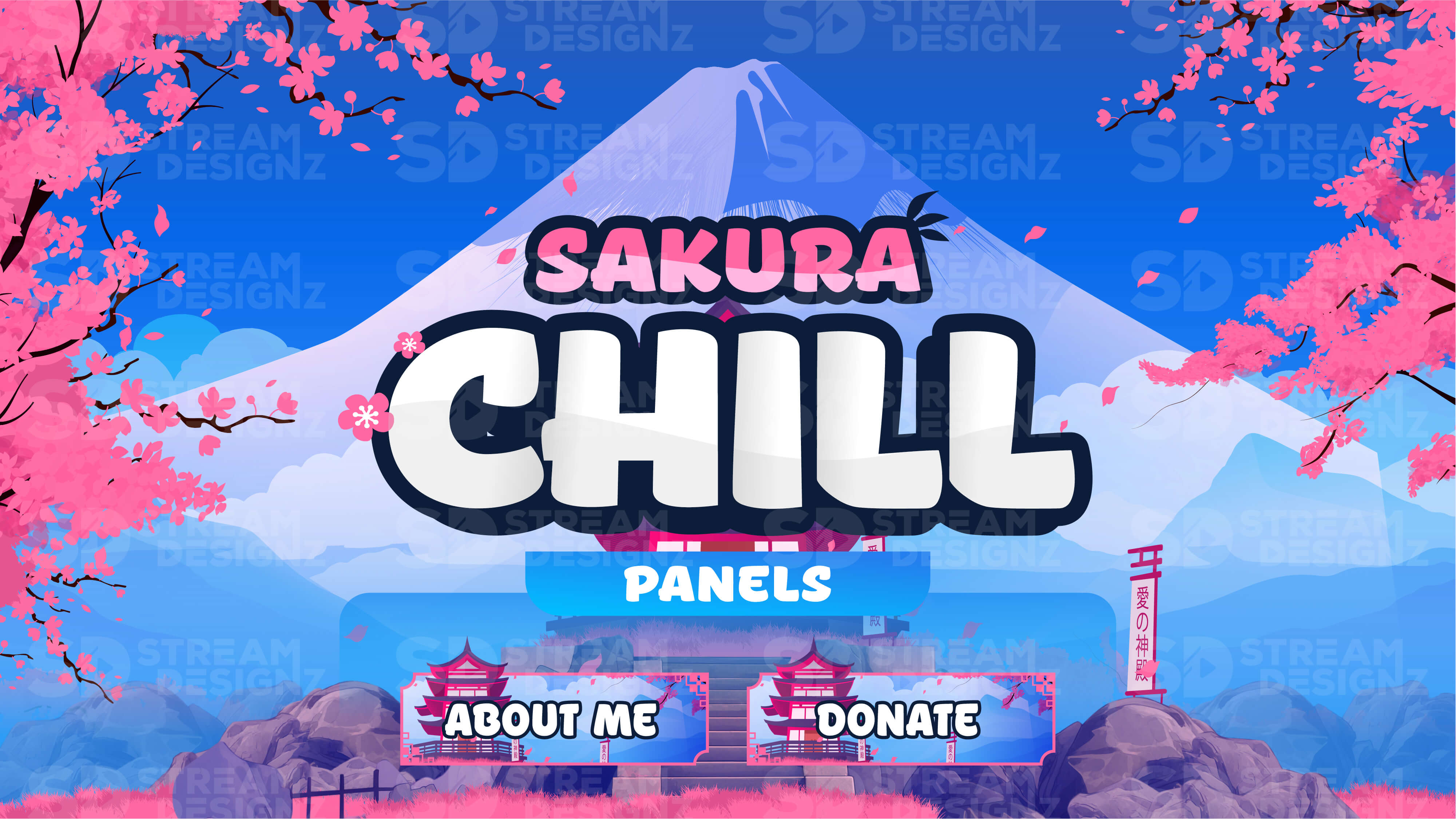 Twitch panels sakura chill thumbnail stream designz