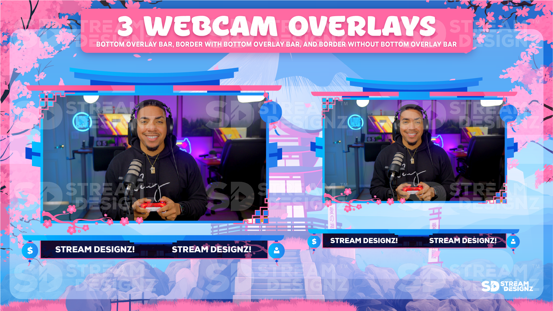 stream overlay package sakura chill 3 webcam overlays stream designz