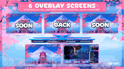 stream overlay package sakura chill 6 overlay screens stream designz