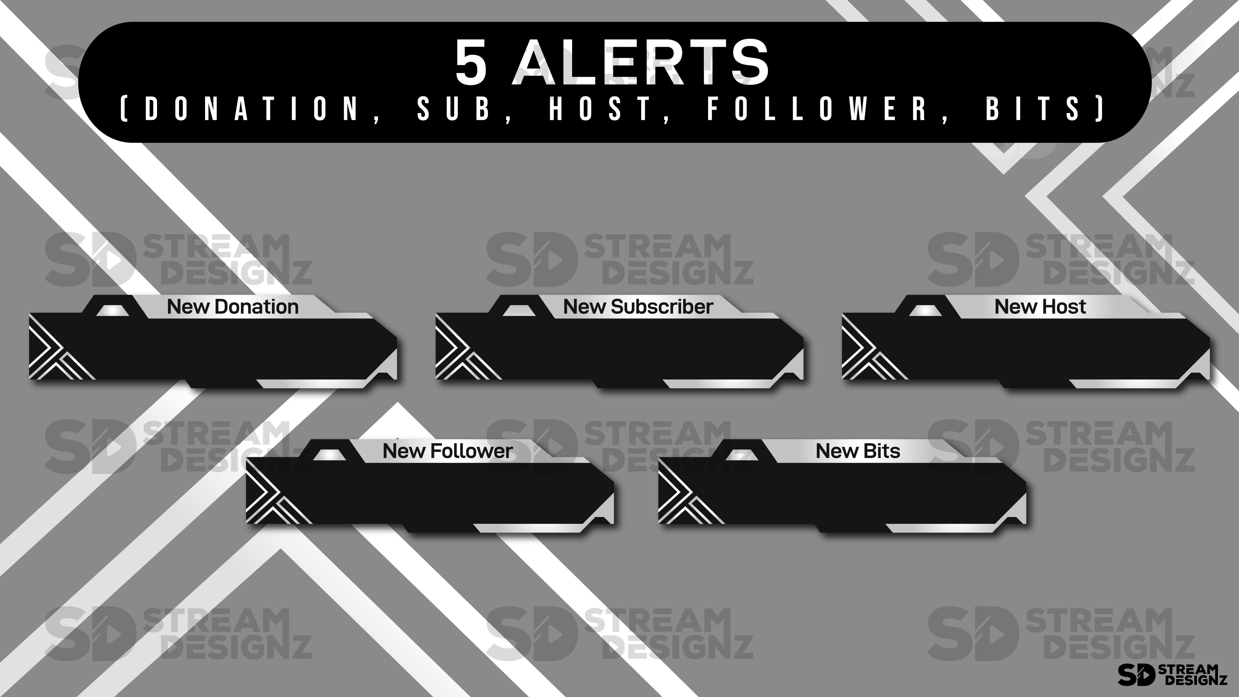 animated stream overlay package - 5 alerts - silhouette - stream designz