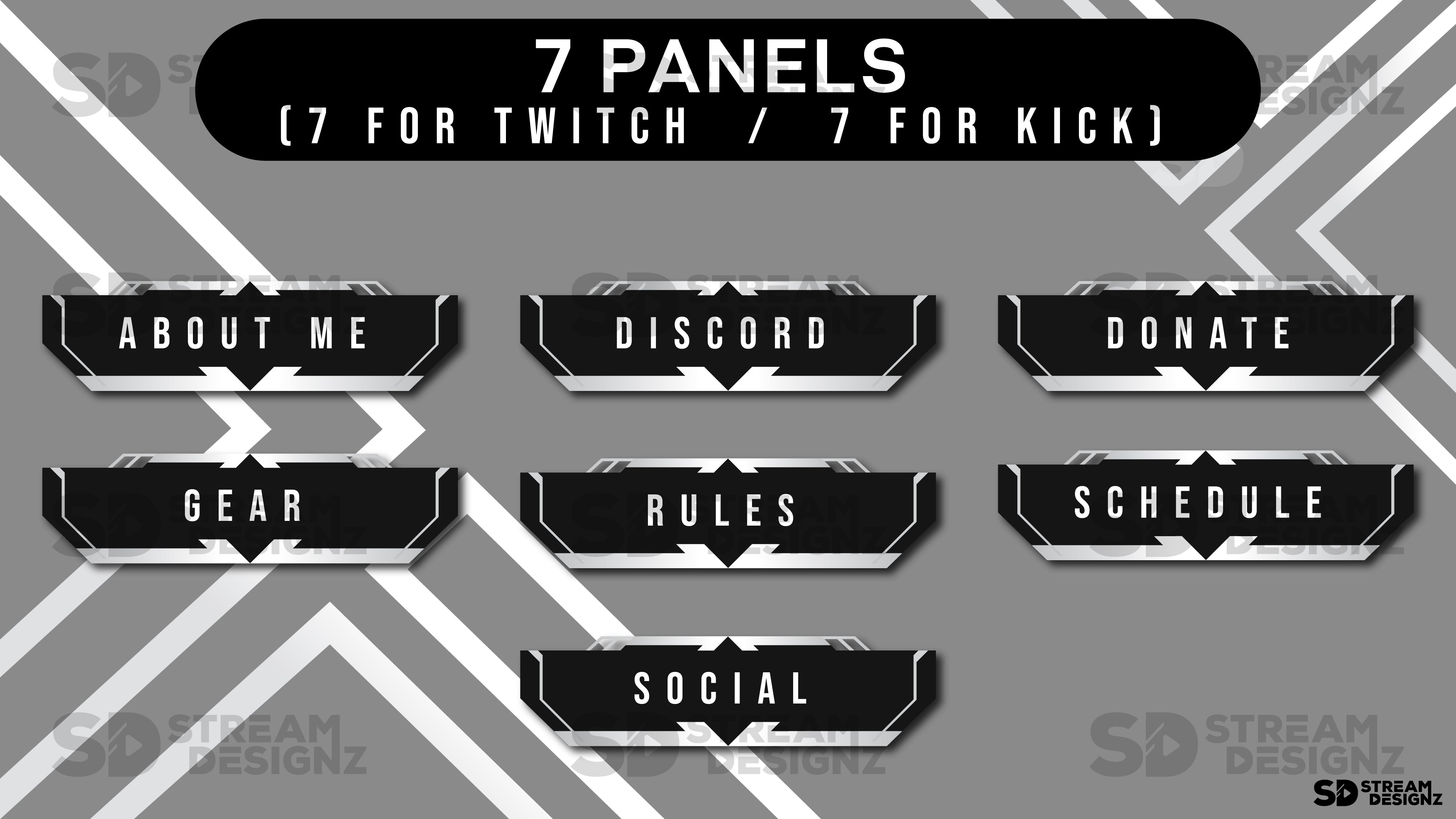 Static stream overlay package - 7 panels - silhouette - stream designz