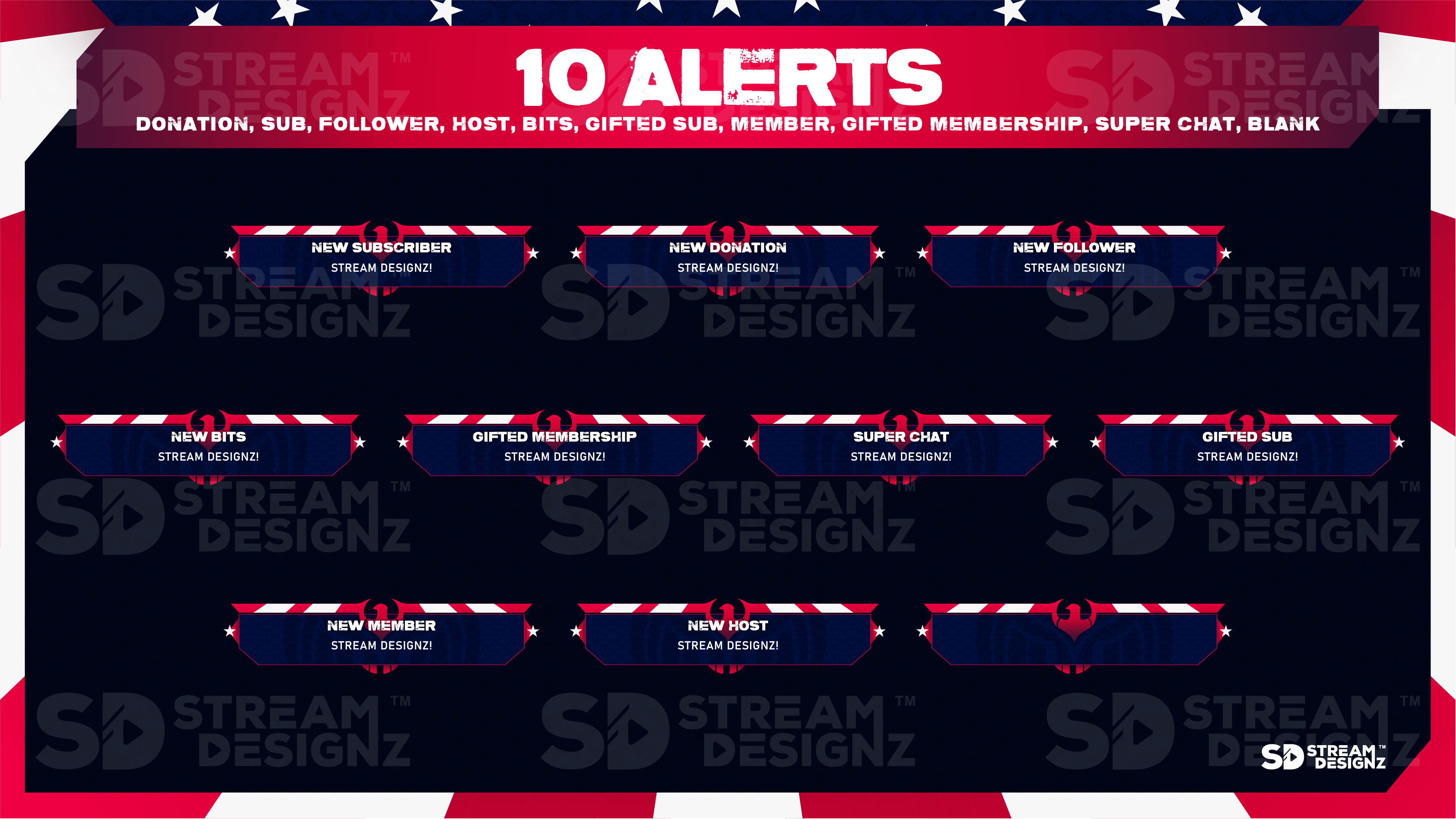 static stream overlay package 10 alerts skylander stream designz