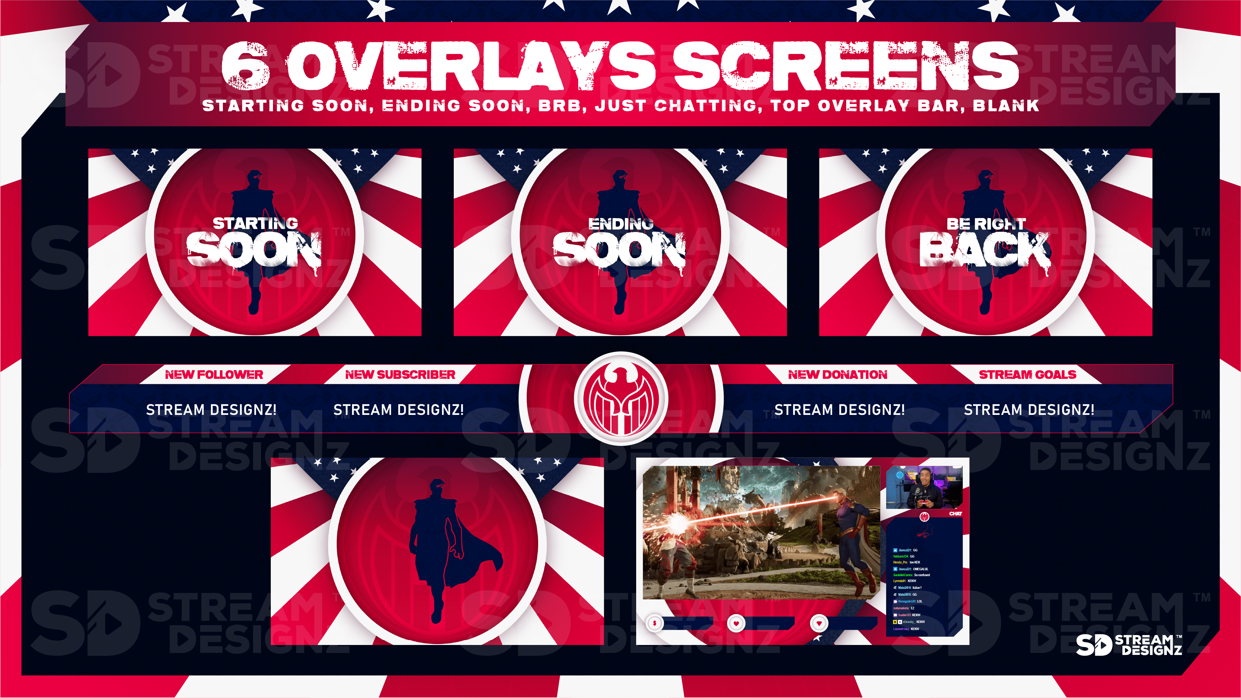 static stream overlay package 6 overlay screens skylander stream designz