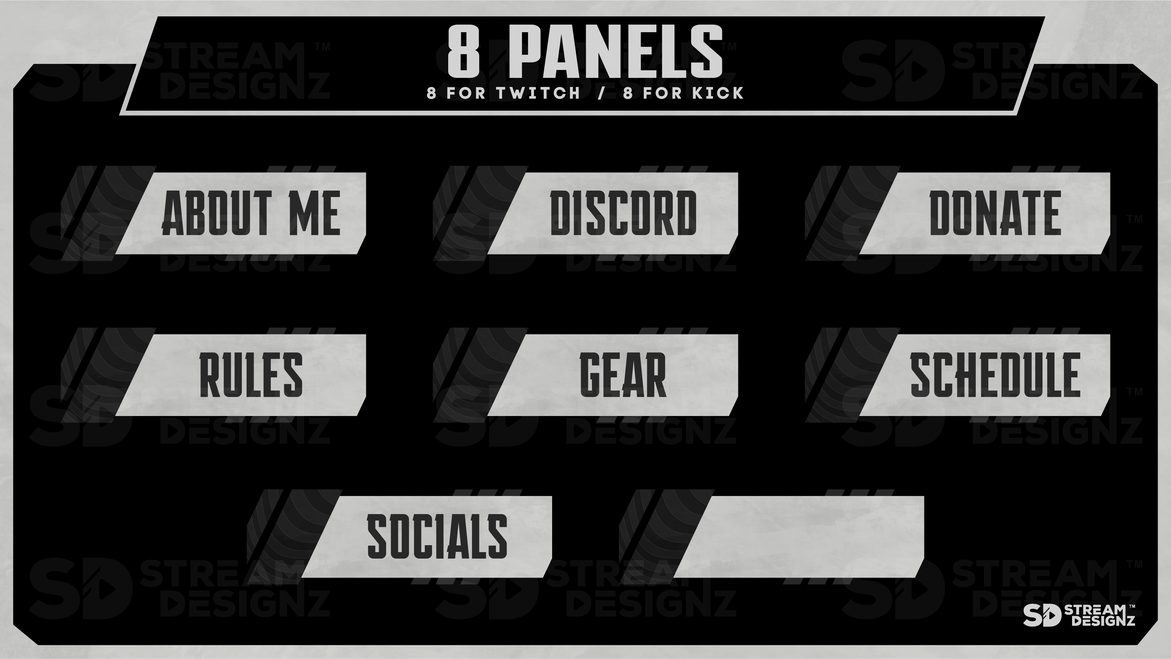 animated stream overlay package 8 panels slate stream designz