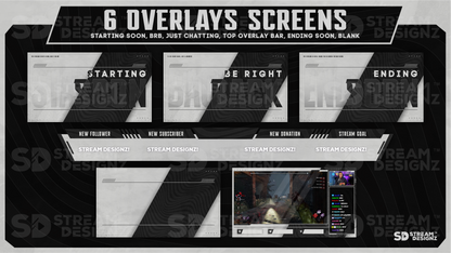 stream overlay package 6 overlay screens slate stream designz