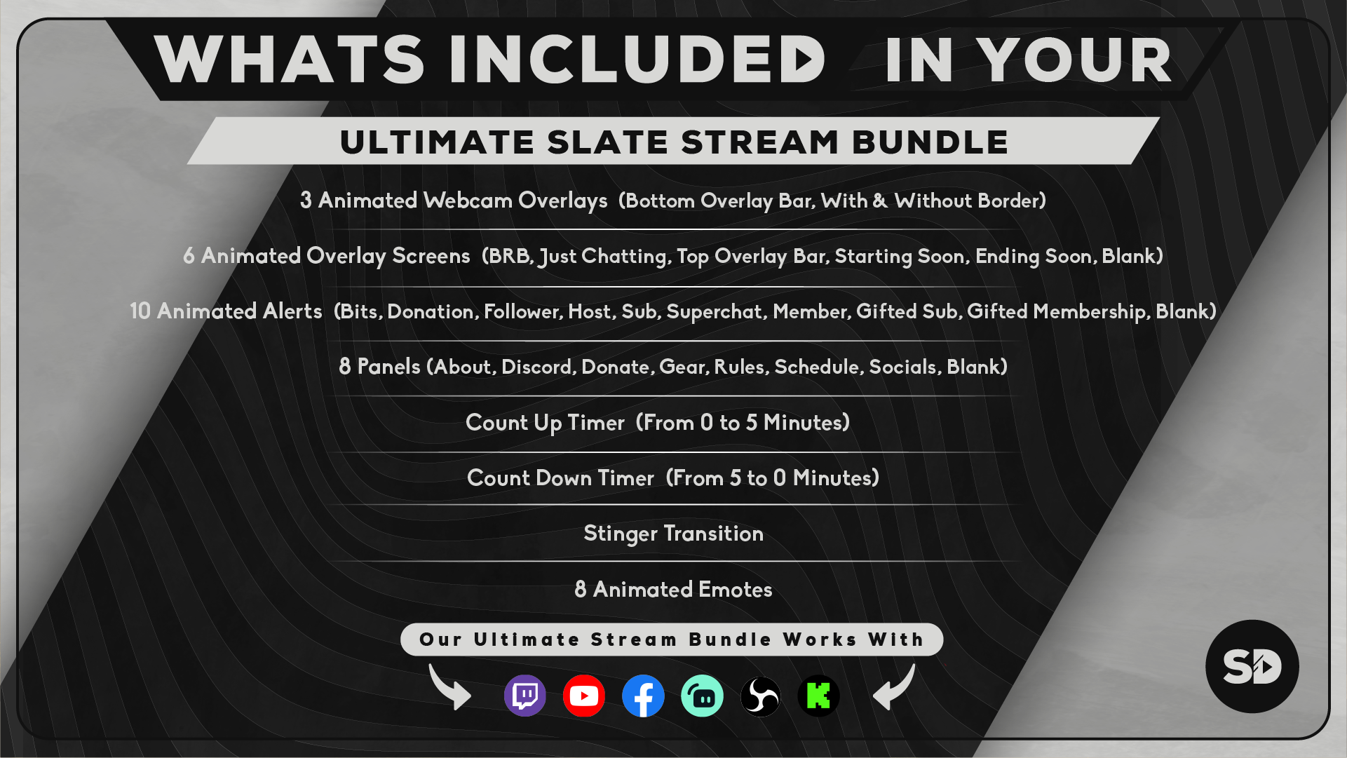 whats included in your package utlimate stream bundle slate stream designz