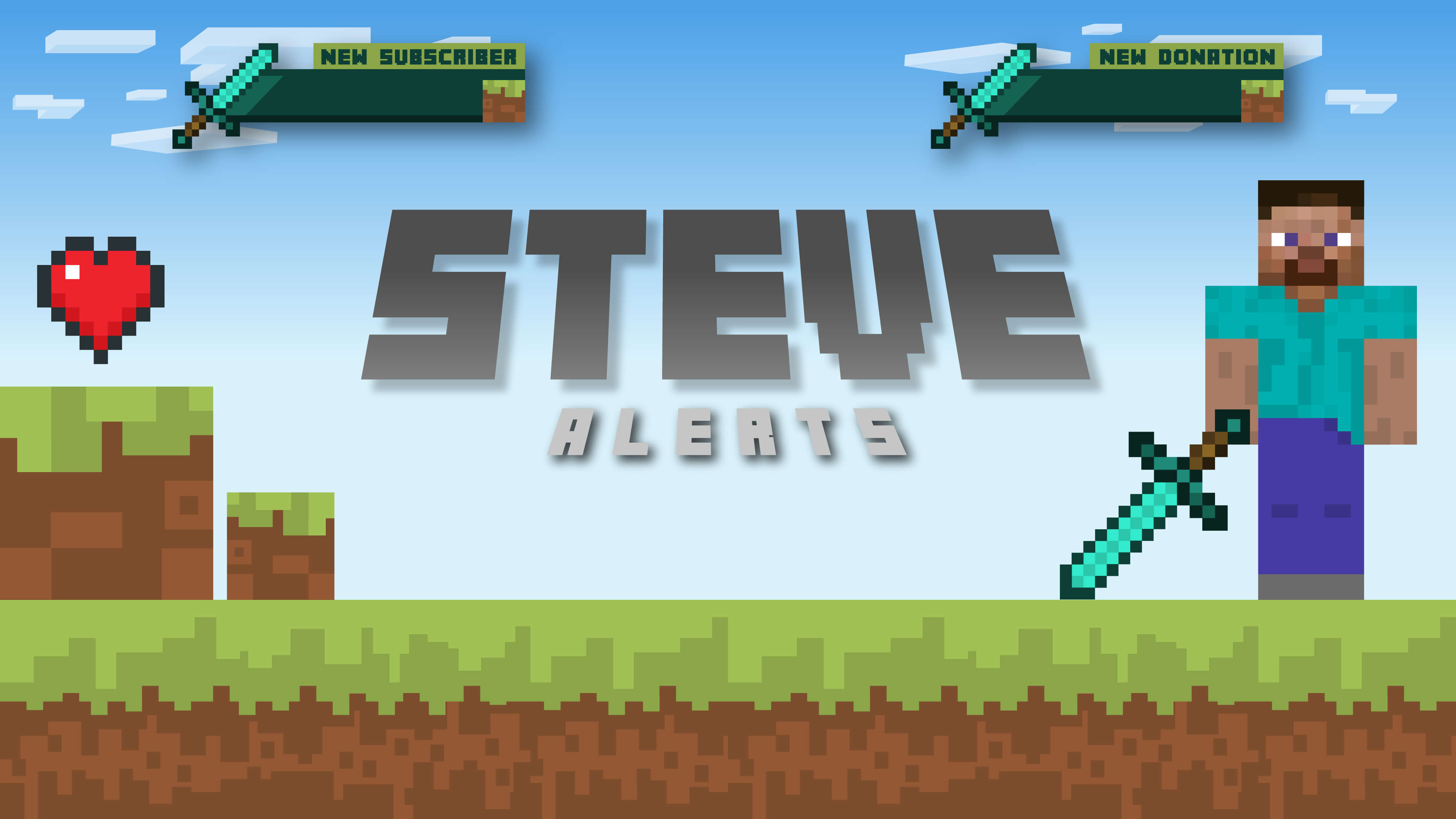 animated stream alerts steve thumbnail stream designz