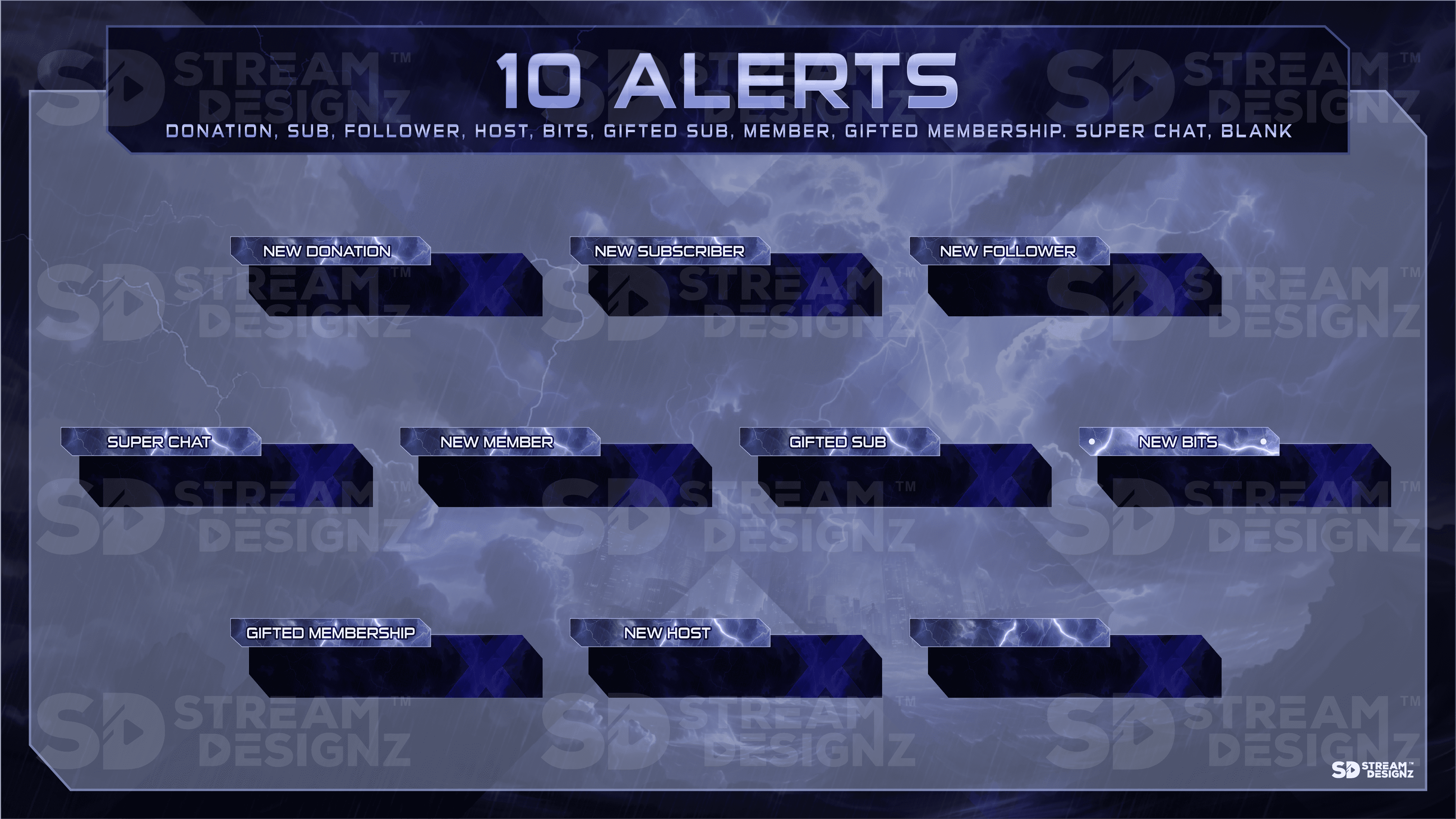 static stream overlay package 10 alerts storm stream designz