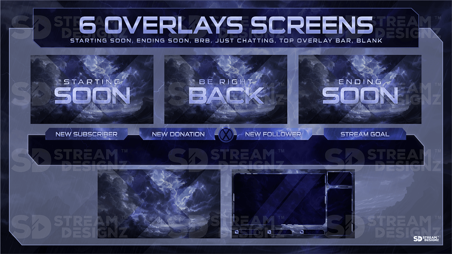 animated stream overlay package 6 overlay screens storm stream designz