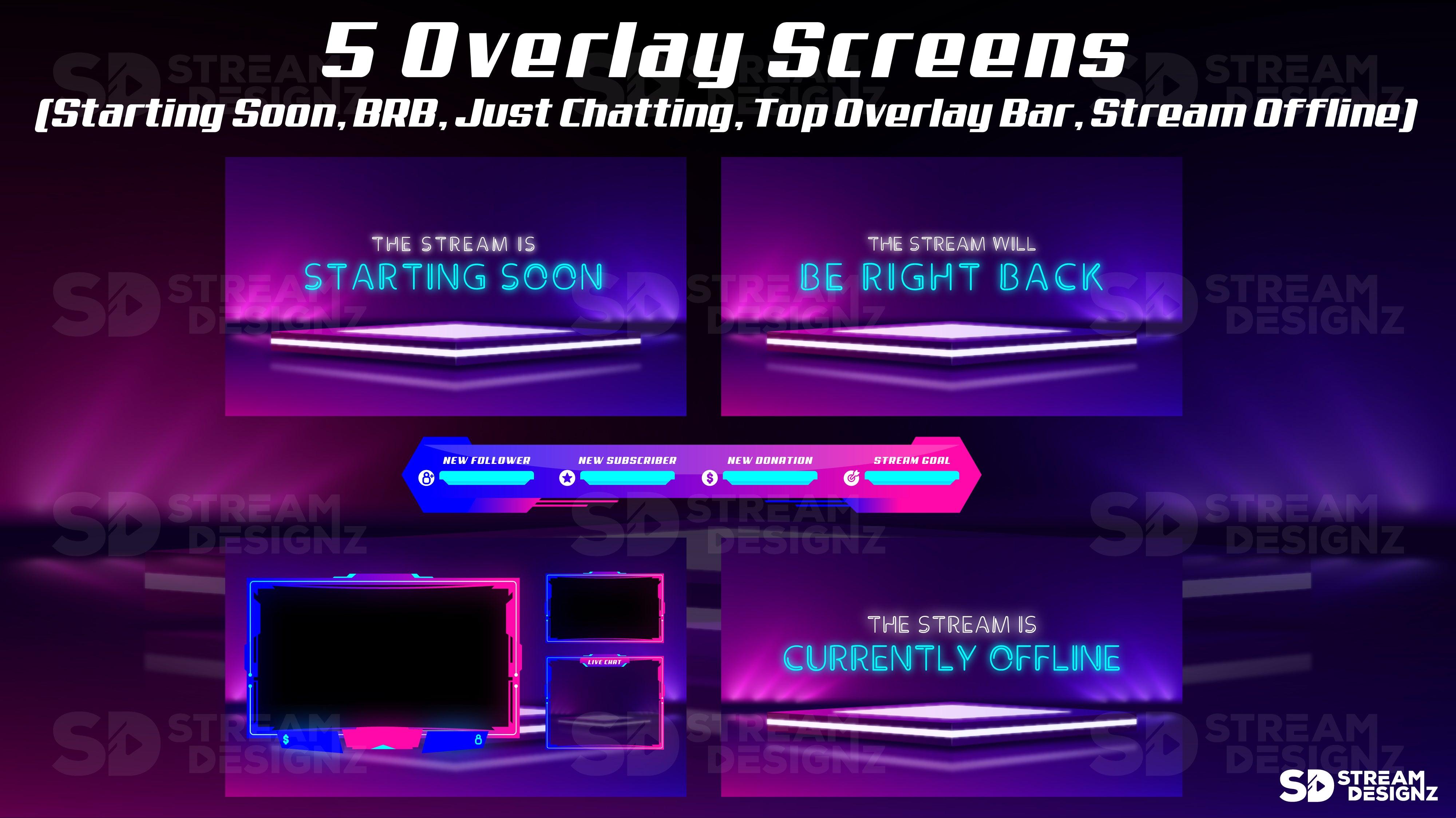 stream overlay package 5 overlay screens illuminate stream designz