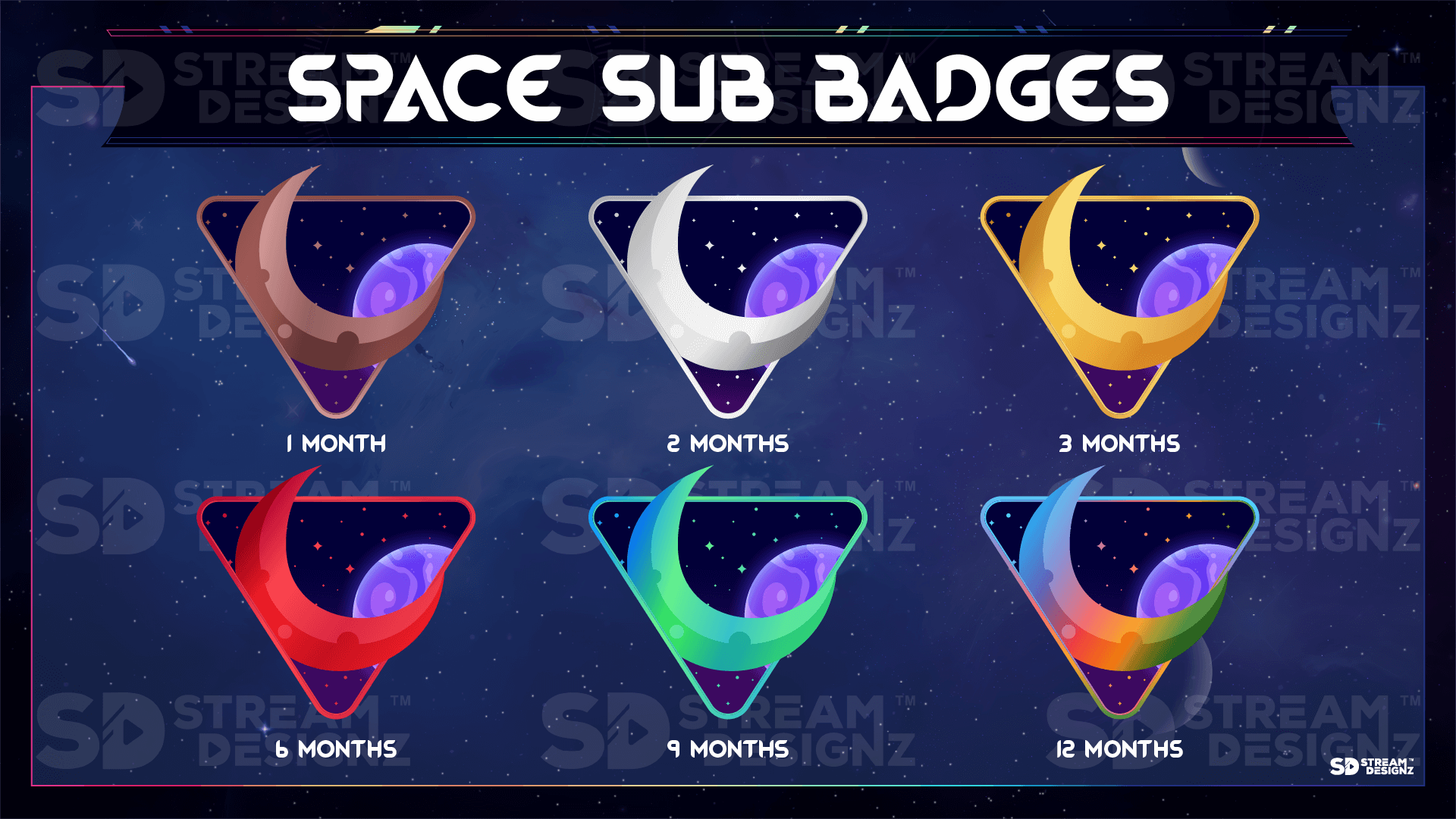 6 pack sub badges preview image space stream designz