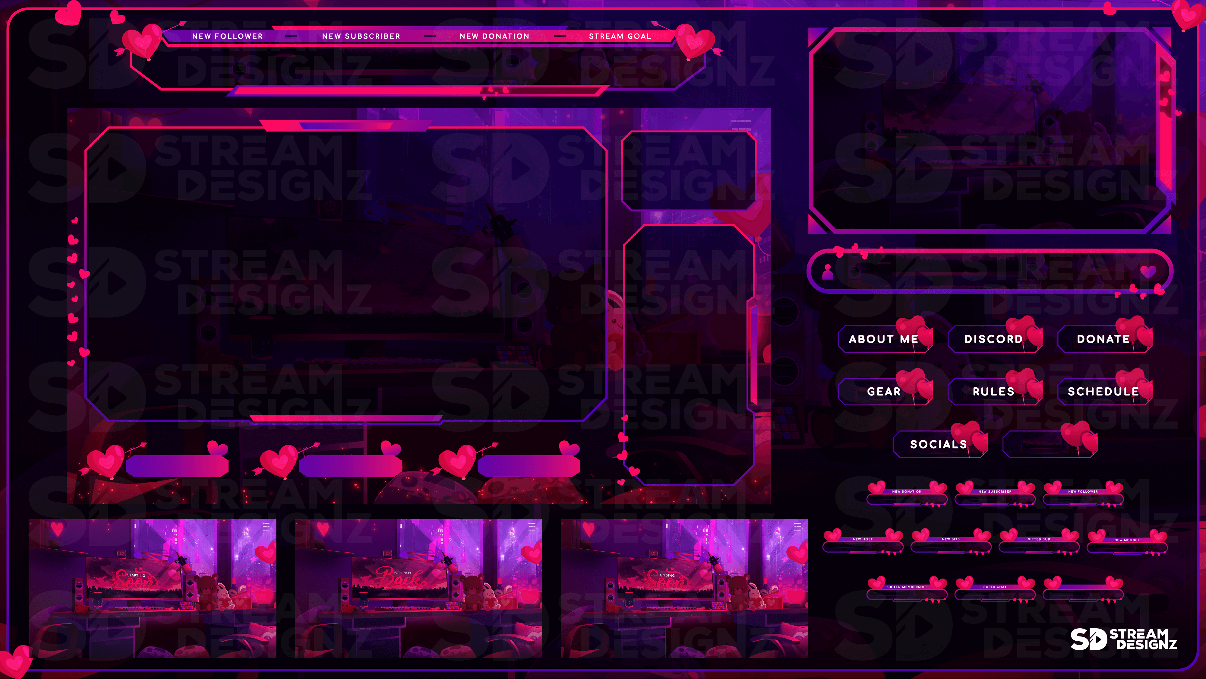 animated stream overlay package feature image valentine lofi stream designz