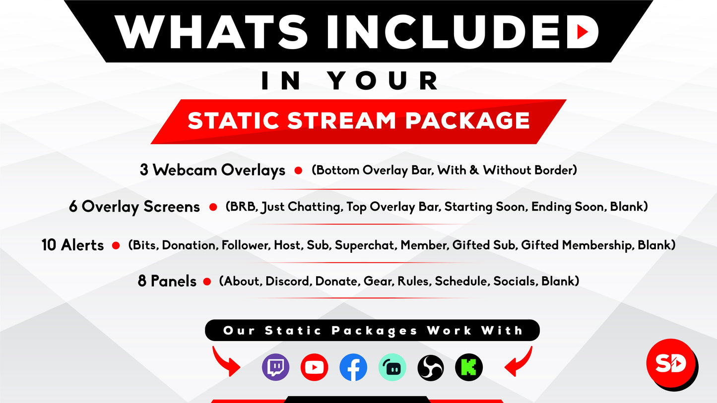 whats included in your static stream package - stream designz