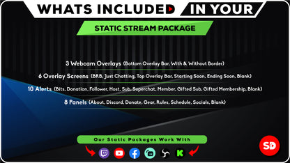 whats included in your package static stream overlay stream designz