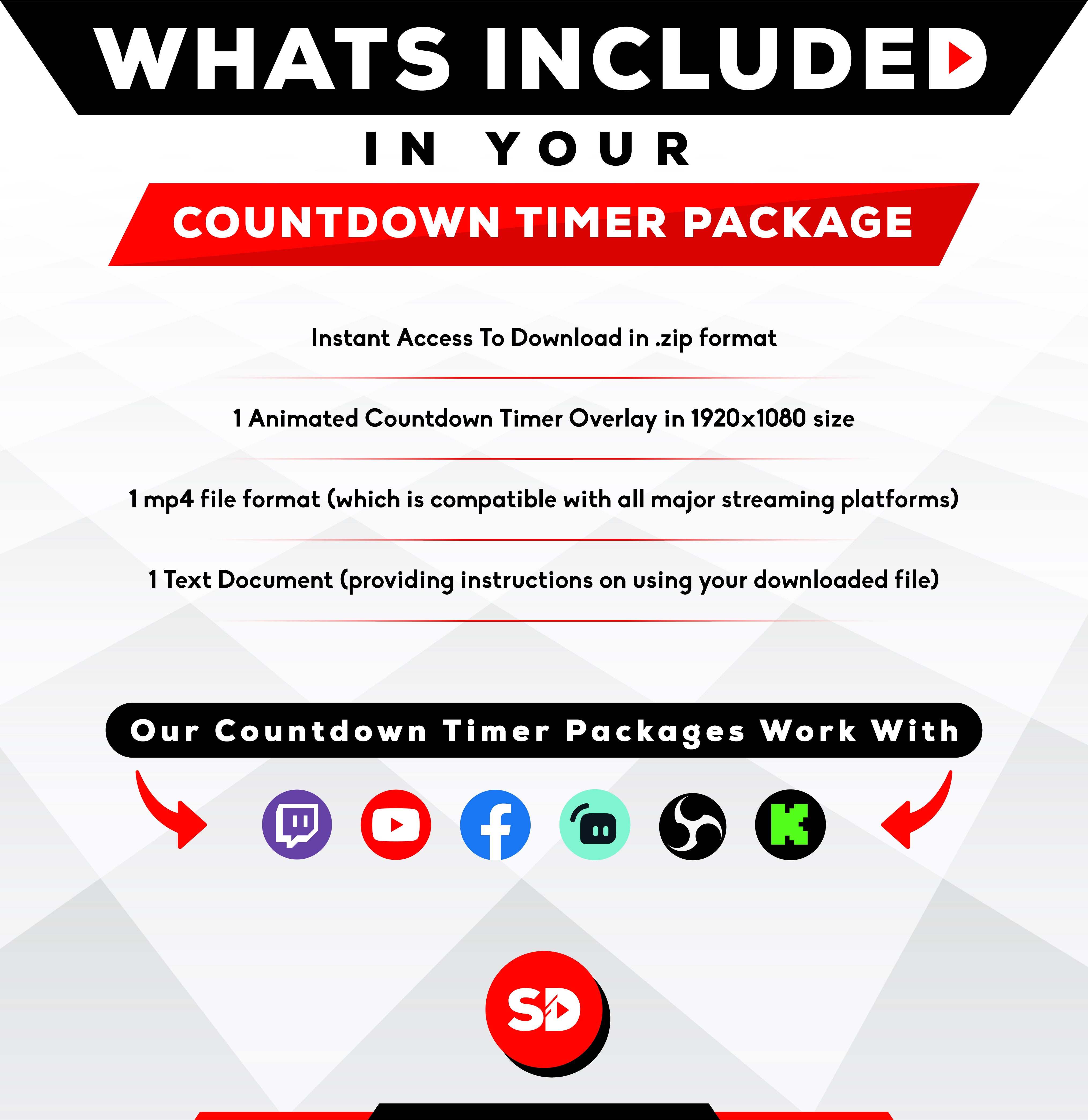 Stream Countdown Timer Overlay - "Arctic" - Red & White - Stream Designz