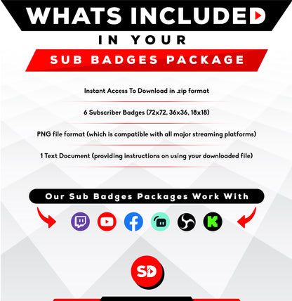 whats included in your package - sub badges - stream designz