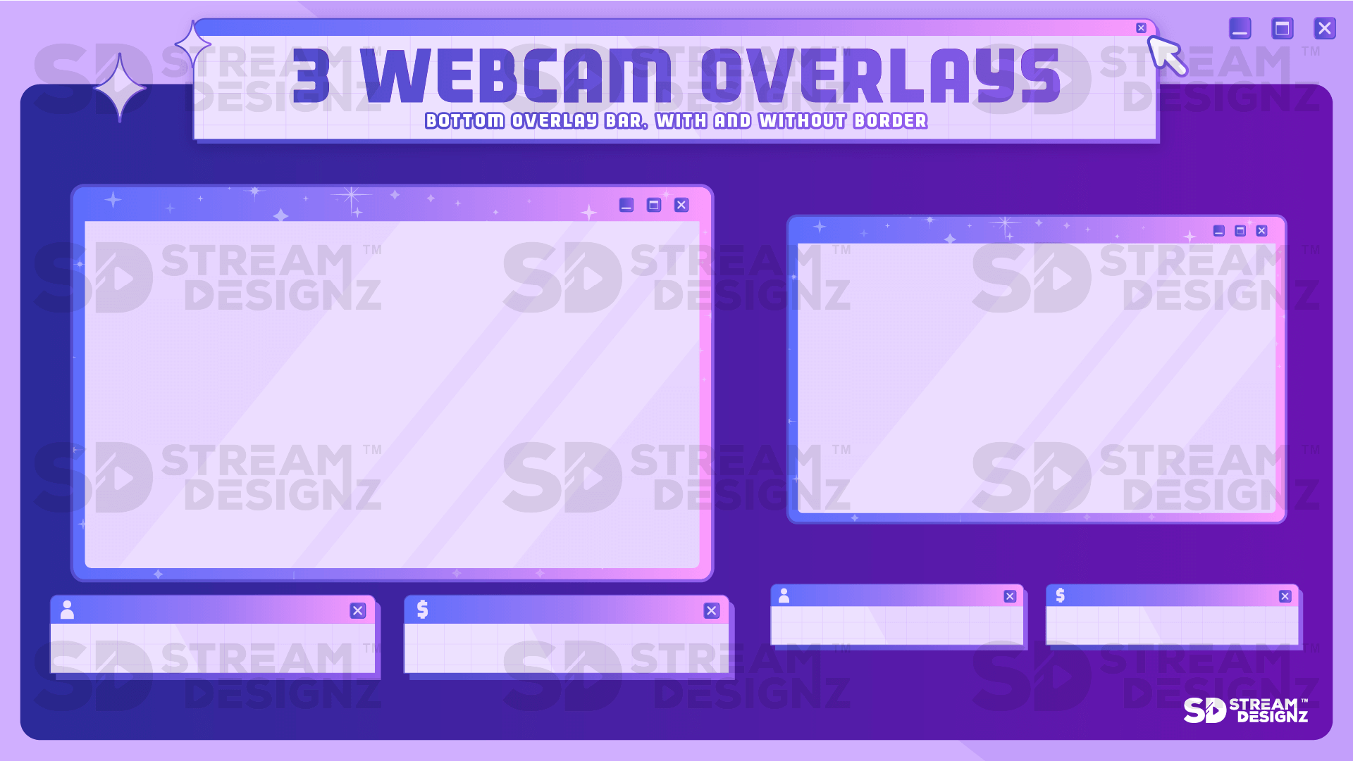 Ultimate stream package 3 webcam overlays y2k stream designz