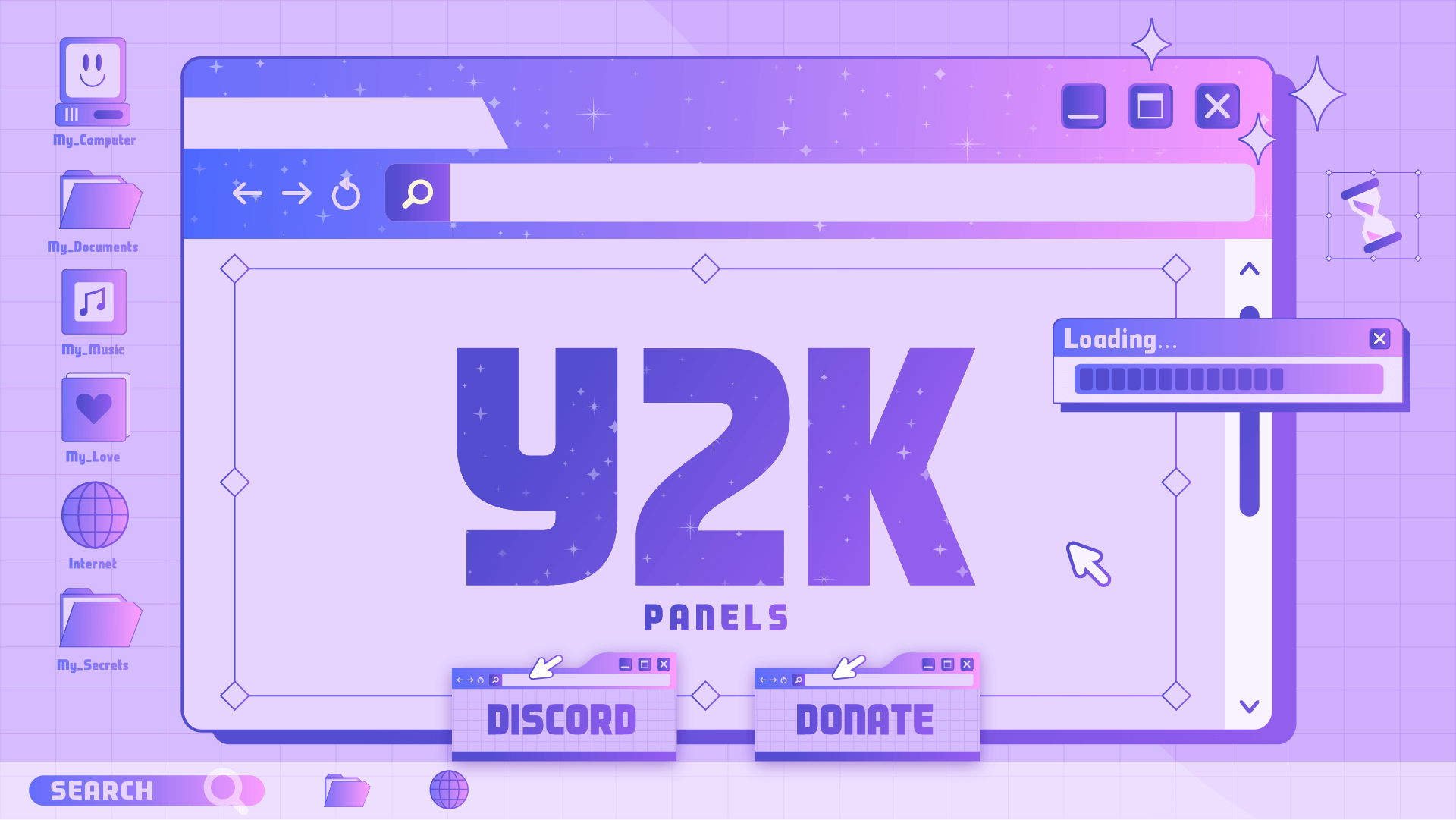 Twitch panels thumbnail y2k stream designz