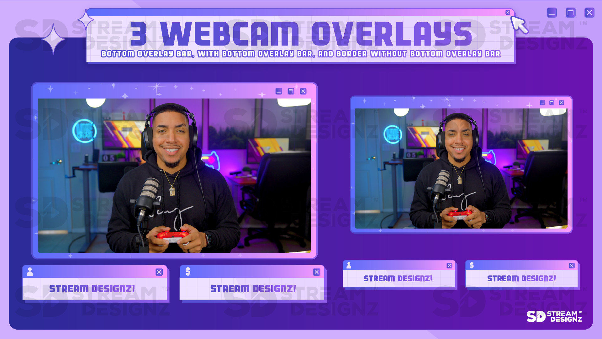 stream overlay package 3 webcam overlays y2k stream designz