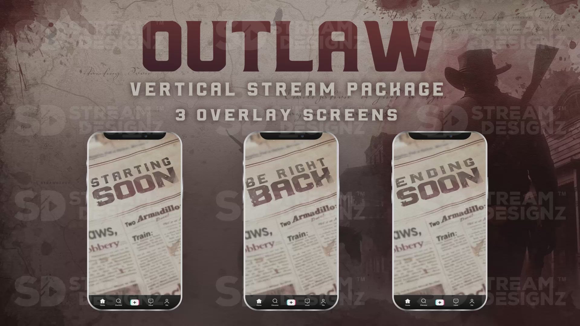 vertical stream overlay package 3 overlay screens outlaw stream designz