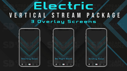 vertical stream overlay package 3 overlay screens electric stream designz