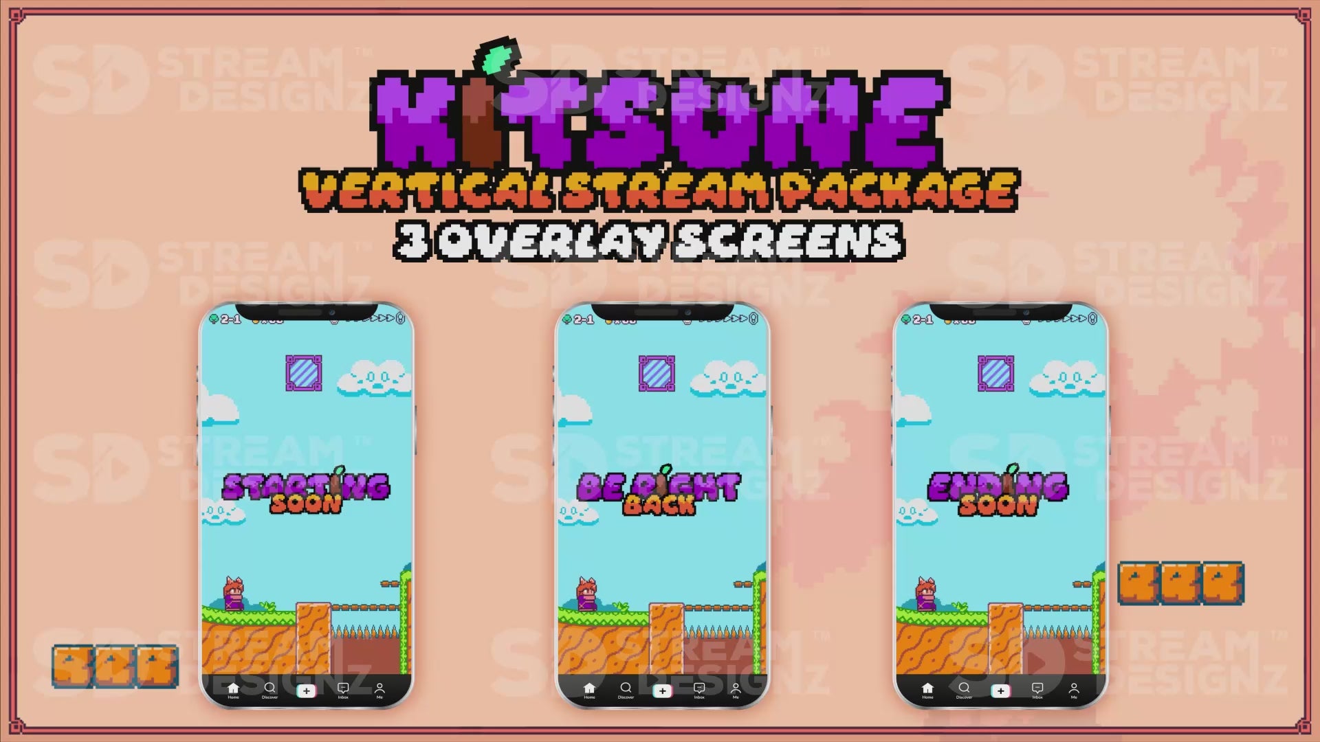 vertical stream overlay package 3 overlay screens kitsune stream designz