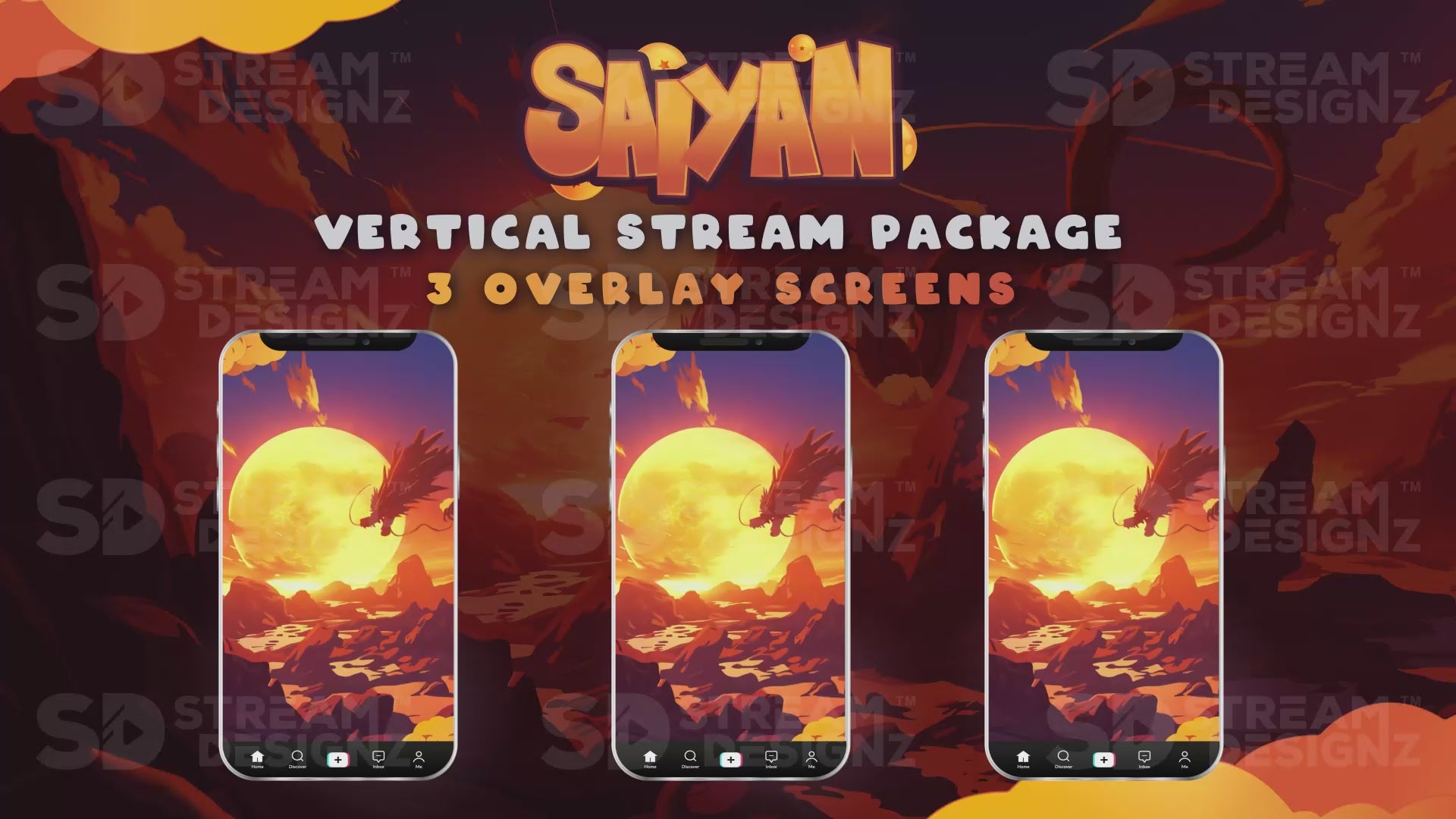 vertical stream overlay package 3 overlay screens saiyan stream designz