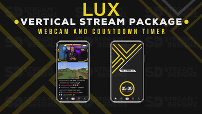 vertical stream overlay package webcam and countdown timer lux stream designz