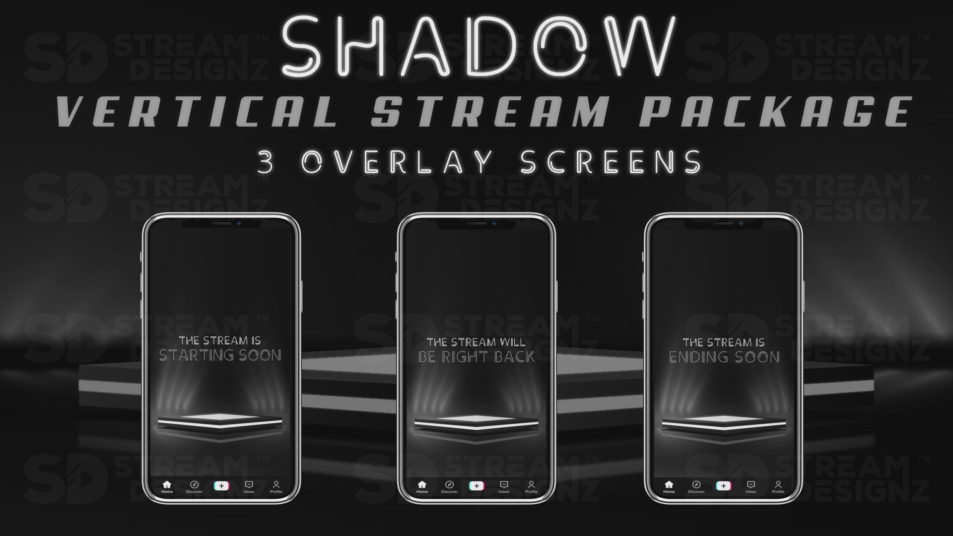 vertical stream overlay package 3 overlay screens shadow stream designz