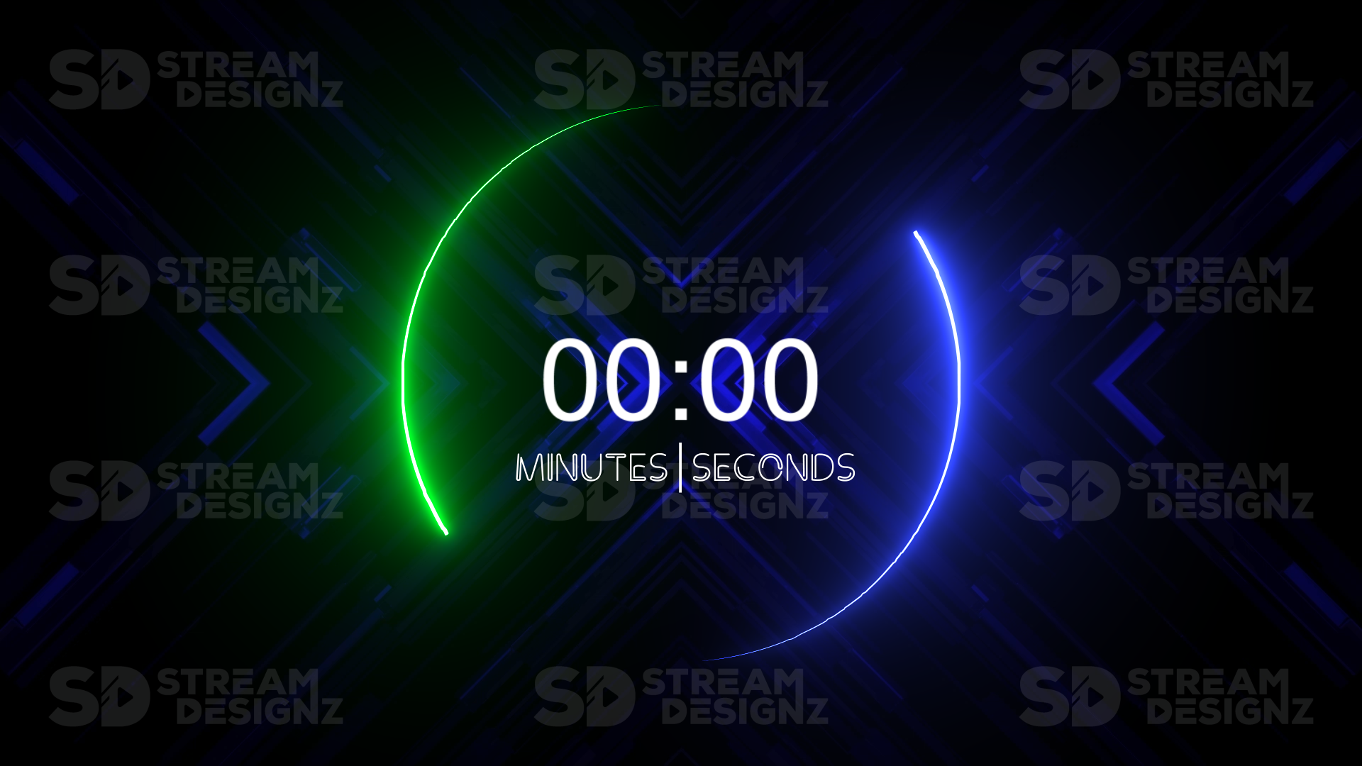 5 minute count up timer neon preview video stream designz