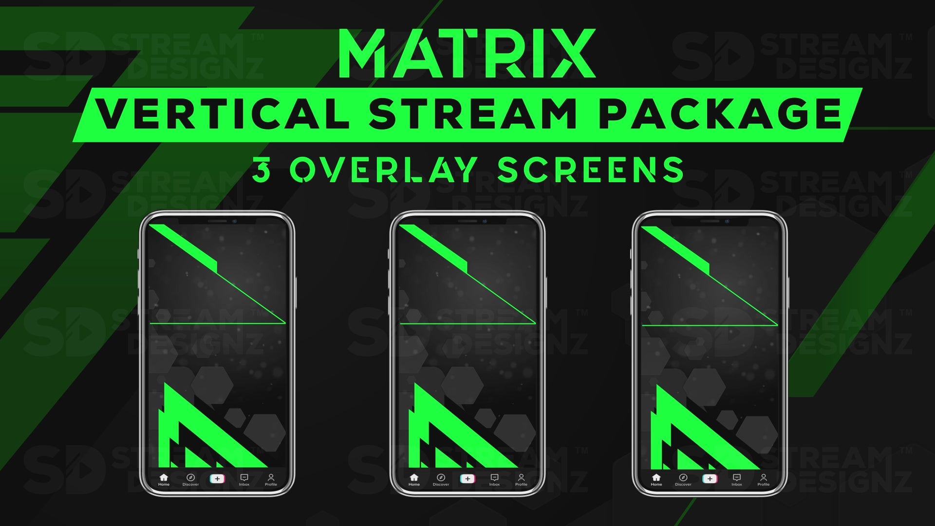 vertical stream overlay package 3 overlay screens matrix stream designz