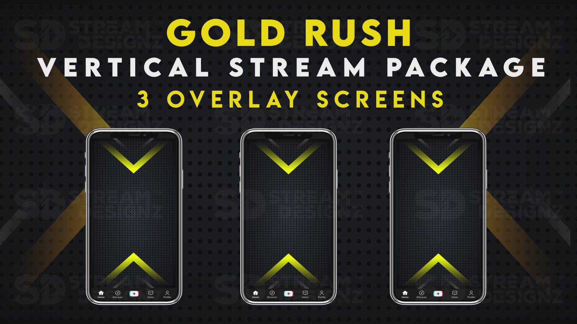 vertical stream overlay package 3 overlay screens gold rush stream designz