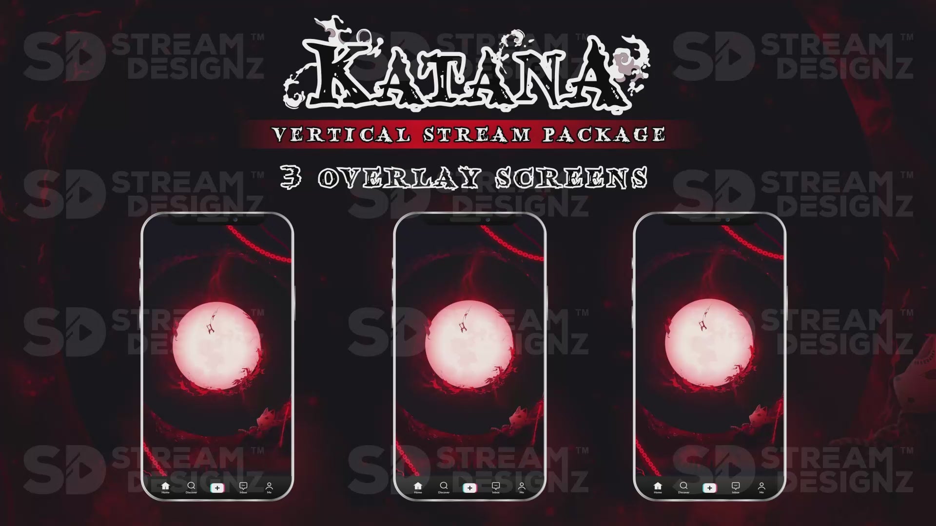 vertical stream overlay package 3 overlay screens katana stream designz